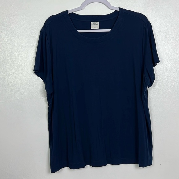 Soma Women’s XXL Navy Blue Crewneck Short Sleeve Rayon Blend Top - Picture 1 of 7